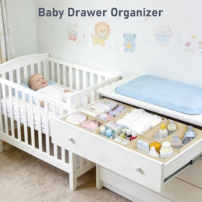 DIMJ Drawer Organizer Clothes- 26 Pack Baby Dresser Organizer for Nursery, Small Fabric Closet Drawer Organizer Bins for Underwears Socks, Foldable Storage Dividers Organization for Bedroom