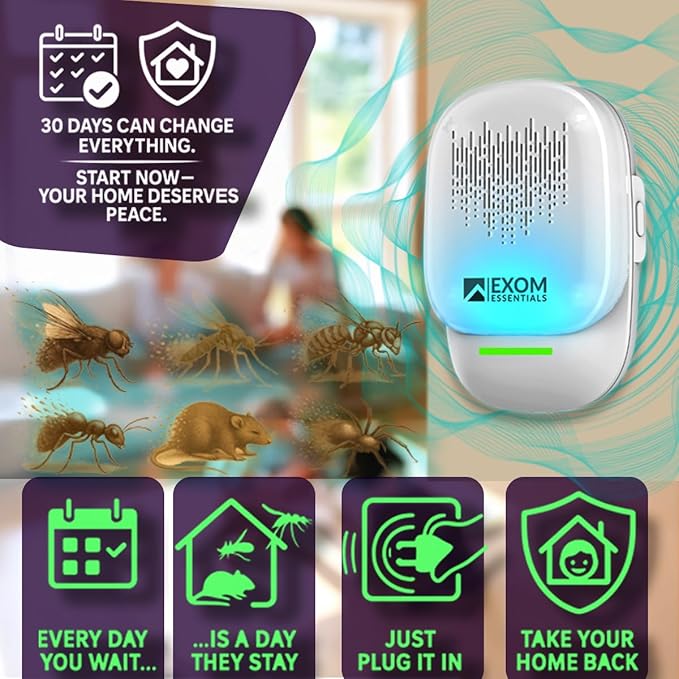 T26 - Ultrasonic Pest Control 4-Pack: Indoor Plug-in Repeller for Mice, Rodents, Squirrels, Insects, Roach Killer, Ant & Spider Repellent, Bed Bug & Flea Spray and mouse traps Alternative