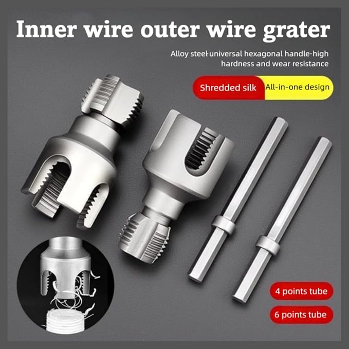 Integrated Internal & External Pipe Threading Tool, PVC Dual-function Pipe Threading Tool for 1/2" & 3/4" Pipes, Electric Drill Compatible PVC & Plastic Pipe Threader Kit for Home Repair (1/2")