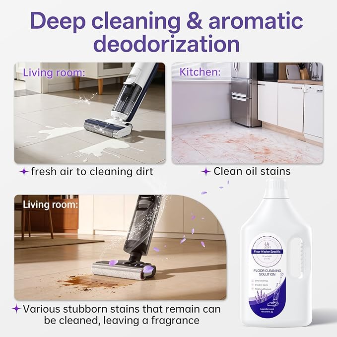 1L Lavender Floor Cleaning Solution Compatible With Tineco/Bissell/Dreame And Shark, Fragrance Deodorization, Deep Cleans for Multiple Hard Floors, Suitable With Cordless Wet/Dry Vacuum