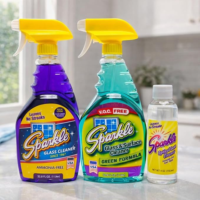 Sparkle Glass Cleaner Green Formula, Streak-Free Window, Mirror & Glass Surface Cleaner, 1 Gallon 128 Fl Oz Refill (Pack of 2)