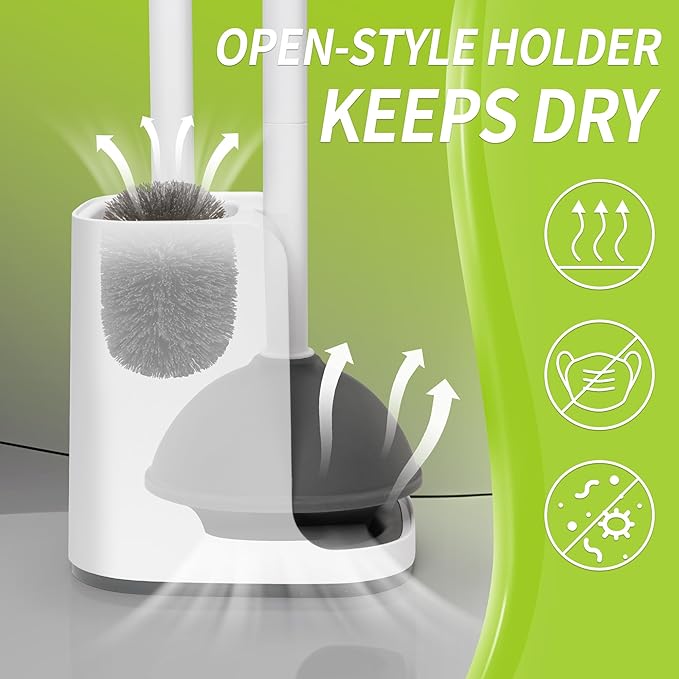 Toilet Brush and Plunger Set Hidden, S-Shaped Toilet Brush Plunger Combo, Perfect for Homes, Apartments & Bathrooms