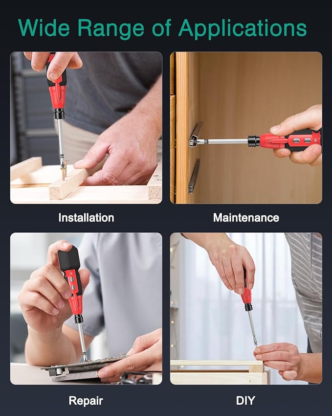 ORIA Electric Screwdriver Set, Rechargeable Cordless Screwdriver, Power Screwdriver, Small Repair Tool Kit with LED Light, 1/4'' Bit Holder, for Phones, Glasses, Camera, Laptop