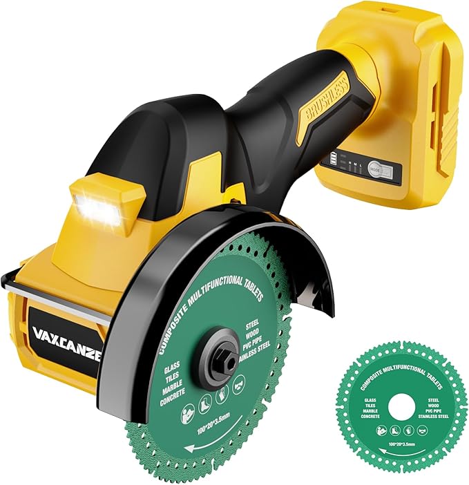 Cordless Cut Off Tool Compatible with DeWalt 20V Max Battery, 18,000 RPM Brushless Motor, 4" Blades (2pcs) with Dust Cover, 1.2mm Max Blade Thickness for Wood/Metal/Plastic【BATTERIES NOT INCLUDED】