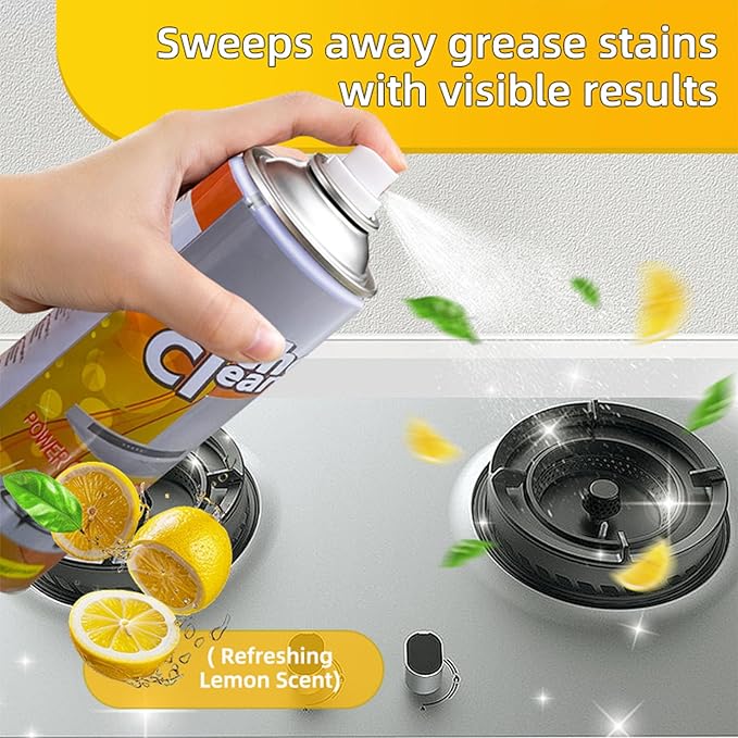 Liapu 3PCS All Purpose Cleaner, Heavy Duty Degreaser Cleaner Spray, Lemongrass Scent Oven Cleaner Clean Up Kitchen Oil Stains Cleaning Tools For Stove Top & Induction Cooktop and Grill