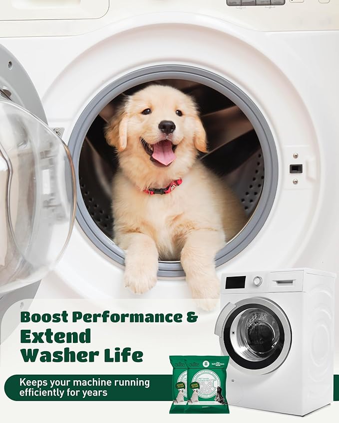 SEMECH by Seedshub Pet Hair Dissolver for Washing Machine, Washing Machine Cleaner -12 Sachets, 96.7% Hair Dissolution, Dog & Cat Hair Dissolver, HE Compatible for Front & Top Load Washers