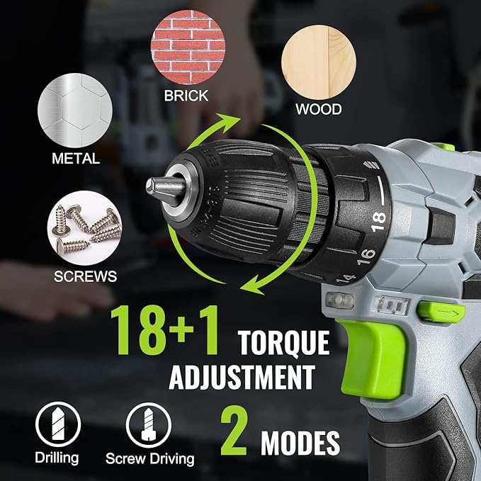 WORKPRO 12V Cordless Drill Driver and Home Tool Kit, Hand Tool Set for DIY, Home Maintenance, 14-inch Storage Bag Included