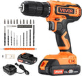 VEVOR Cordless Drill Driver, 1/2 inch Metal Chuck, Dual-Speed Variable, Drill Driver Kit with Lithium Battery and Charger, Belt Clip, for Wood and Metal Drilling, Screw Tightening or Loosening