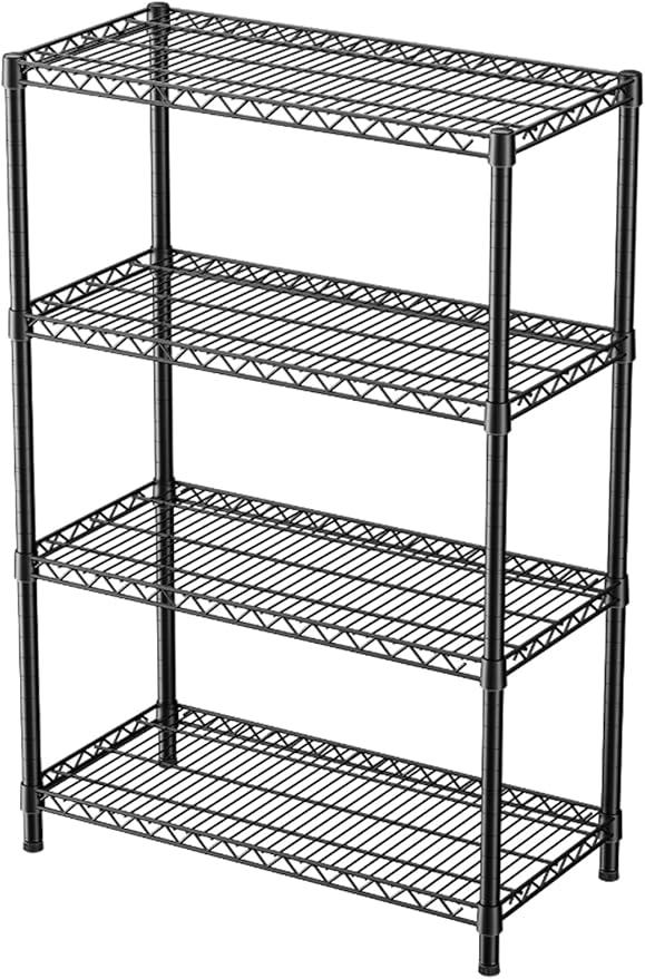 Golpart 4 Tier Heavy Duty Shelves Adjustable Storage Shelf Organizer Metal Garage Wire Shelving Unit Pantry 18" D x 36" W x 59" H,Black