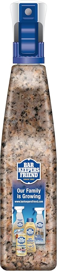 Bar Keepers Friend Stone & Granite Cleaner and Polish (25.4 oz) Plus 1 Microfiber Cloth, 2pc Cleaning Kit, Multi Surface Cleaner for Use on Natural, Manufactured & Polished Stone Countertops