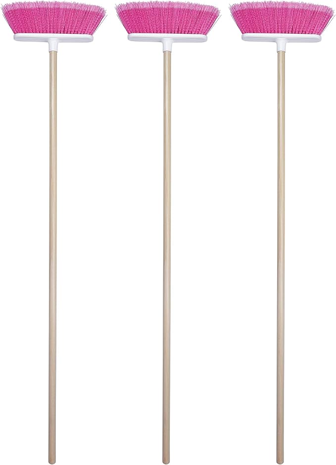 The Original Soft Sweep Magnetic Action Fuchsia Broom with Natural Finish Wood Handles (4 Fuchsia Brooms)