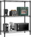 M MZG 750 lbs 3 Tier Storage Rack Metal Wire Shelving Unit, Storage Standing Shelf Organizer for Laundry Bathroom Kitchen Pantry Closet Garage Basement Utility Room, Black 13.8" D x 29.5" W x 35.5" H