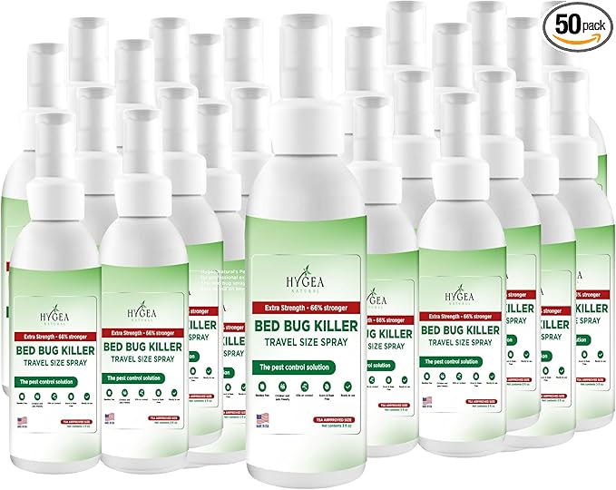 Hygea Natural Extra Strength 3oz Travel Spray –TSA Approved - New Formula 66% Stronger- Stain & Scent Free Treatment – Natural Formula - Child & Pet Safe (50 Pack)