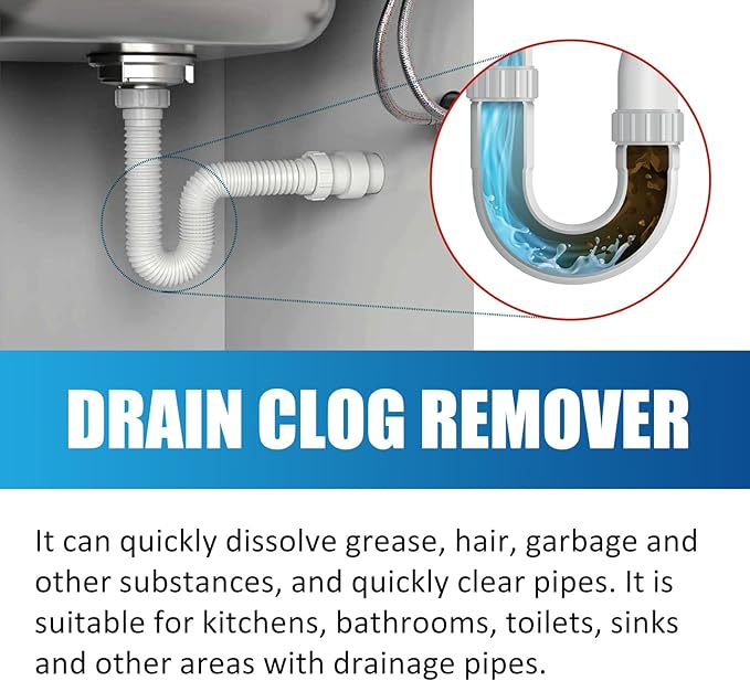 Powerful Pipe Dredging Agent,Pipeline Dredging Agent for Kitchen and Toilet Pipelines,Kitchen Sink Drain and Pipe Cleaner,Drain Clog Remover (1PCS)