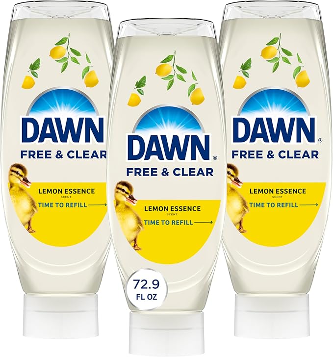 Dawn Free & Clear EZ-Squeeze Dish Soap Liquid, Dishwashing Liquid, Grease Removal, Lemon, 24.3 Fl Oz (Pack of 3)
