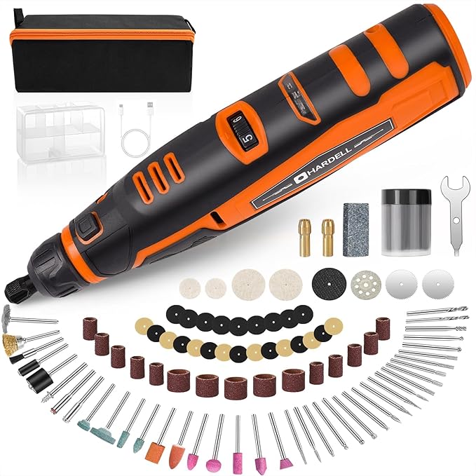 HARDELL 12V Cordless Rotary Tool, 6-Speeds Rotary Tool Kit, 30000RPM Power Rotary Tools with 94 Accessories for Engraving, Sanding, Polishing, Cutting, Carving, DIY and Craft Projects