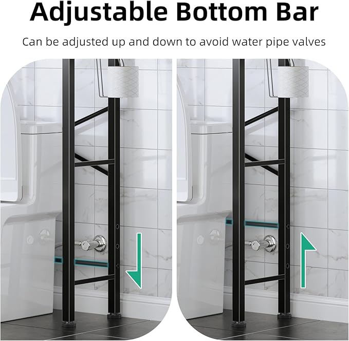 Kalrin Over The Toilet Storage with X Shape Side Guardrail, 3-Tier Over Toilet Storage Rack with Drain Basket, Freestanding Bathroom Organizer for Balcony Laundry, Vintage Brown