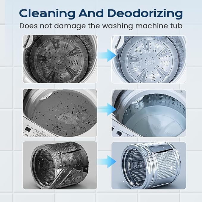 Washing Machine Cleaner Tablets, Deep Cleaning Descaler for Front & Top Load Washers, Clean Inside Drum and Laundry Tub Seal (2 boxes)