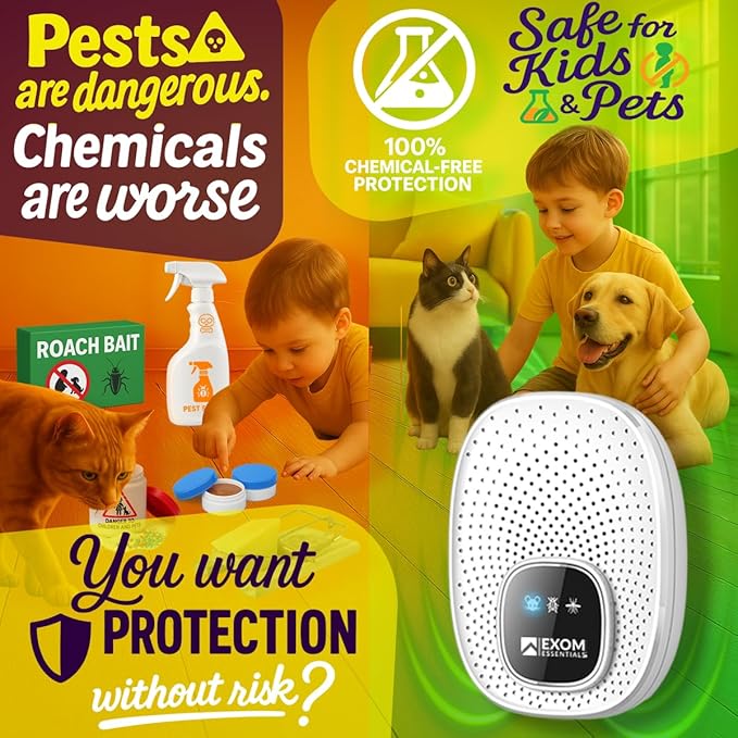 T-25, Ultrasonic Pest Repeller Wall Plug-in Most Effective Than Repellents - Get Rid of - Rodents, Squirrels, Mice, Rats, Bats, Roaches, Ants, Spiders, Bed Bugs, Мosquito, Insects, Fleas (6 Pack)