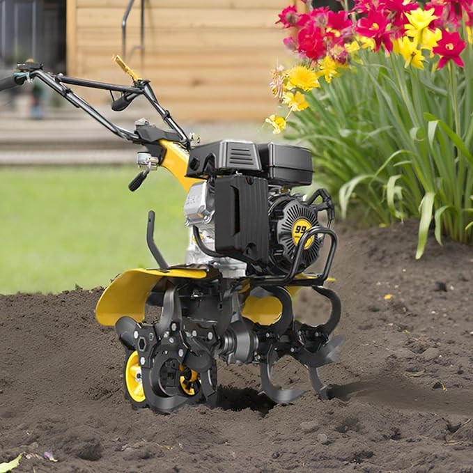 Garden Tiller, 99cc Heavy Duty Gas Tiller, 20" Power Tiller for Digging, clearing, Rooting, Weeding, Soil Cultivation, etc. in Gardens, lawns and Vegetable Gardens