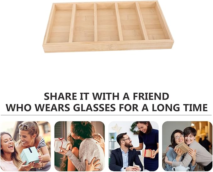 Wooden Glasses Tray and Sunglasses Holder Eyewear Display Rack Multipurpose Organizer for Home and Office Storage with 5pcs Set