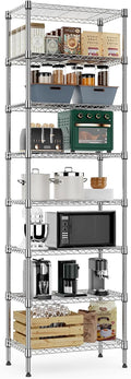 M MZG 8 Tier 2000 lbs Storage Rack Metal Wire Shelving Unit, Storage Standing Shelf Organizer for Laundry Bathroom Kitchen Pantry Closet Garage Utility Room, Chrome 13.8" D x 23.6" W x 79.5" H