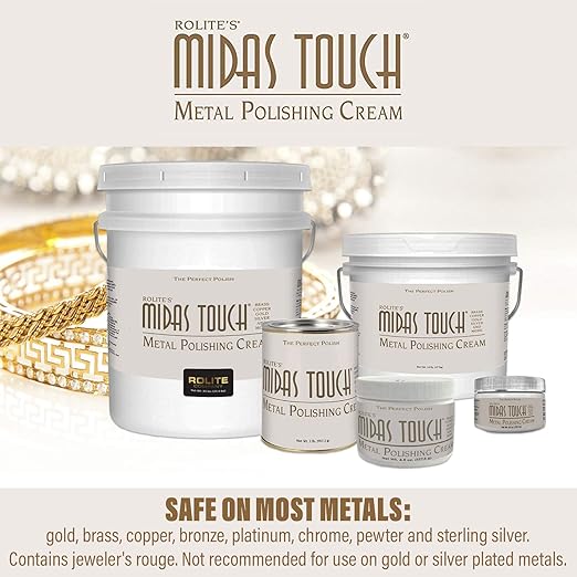 Rolite Midas Touch Metal Polishing Cream, 1 lb, 2 Pack, Cleaner and Polishing Rouge for Silver, Gold, Brass, Copper, Chrome, Restores Luster to Metal Surfaces, Polishing