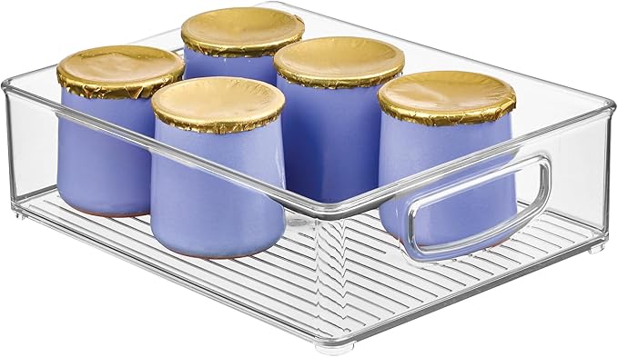 iDesign Stackable Pantry Bin for Kitchen Cabinets, Fridge, or Freezer Storage, Clear, Made in USA