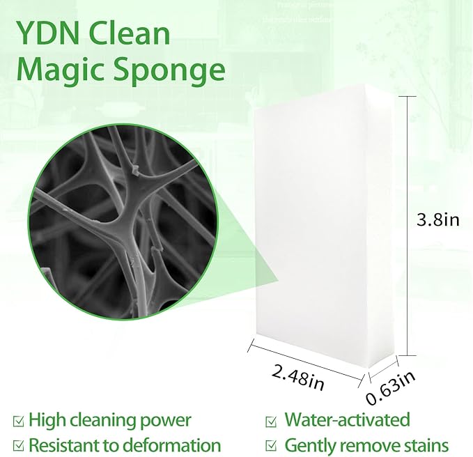 Magic Sponge Erasers, Water-Activated Cleaning Sponge, Multi-Purpose Melamine Foam Cleaner for Kitchen, Bathroom, Walls, Shoes & Car Interior – Durable, Non-Scratch & Reusable (50)