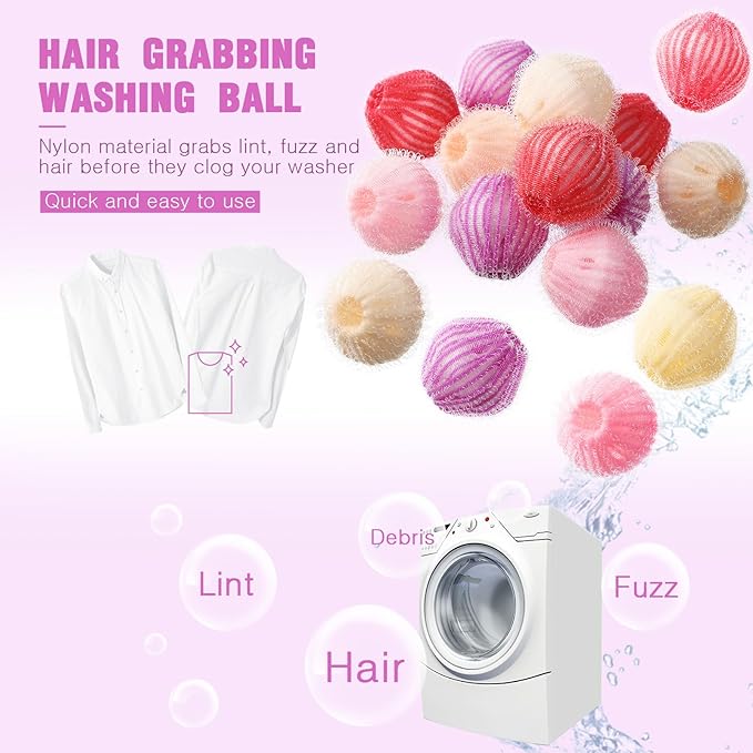 Blulu 12 Pieces Pet Hair Remover for Laundry Dryer Balls Reusable Washing Machine Hair Catcher Pet Dog Cat Catcher Lint Remover (Vivid Color)
