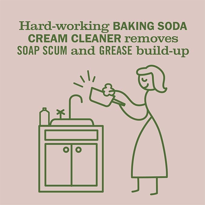 MRS. MEYER'S CLEAN DAY Baking Soda Cream Cleaner, Cuts Grease, Scratch-Free Polish, Plant-Derived Cleaning Ingredients, Apple Blossom, 16 Fl Oz, Pack of 2