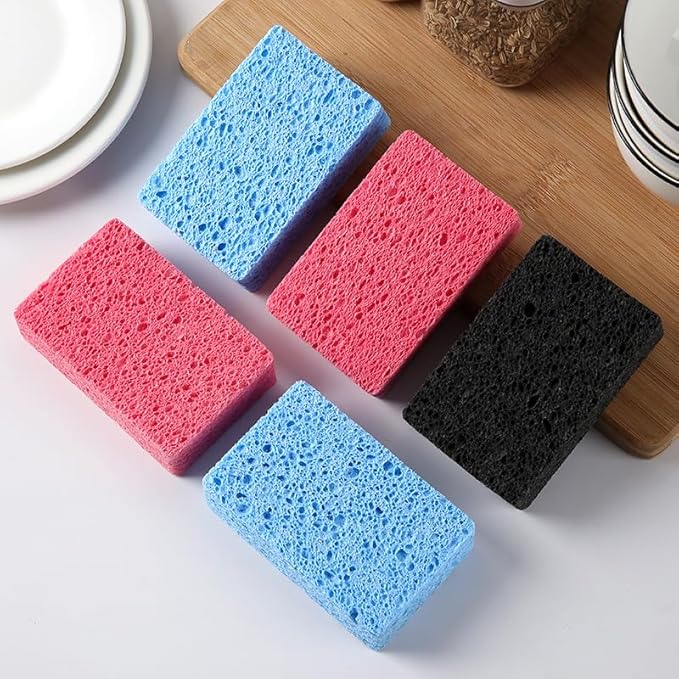 24 - Pack Non-Scratch Scrub Sponges - Sponges for Dishes and Washing Dishes, Cleaning Sponges for Kitchen Home and More（Pink）