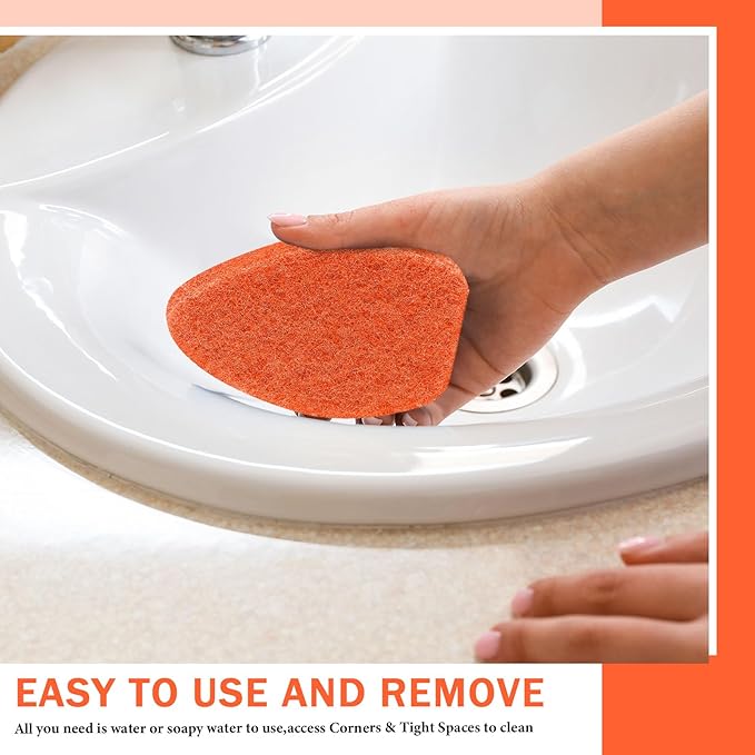 Baderke 4 Pcs Tub Tile Scrubber Cleaning Brush Pads (Without Handle) Brush Non-Scratch Scouring Pads for Shower Bathroom Buildup Toilet Wall Floor (Orange)