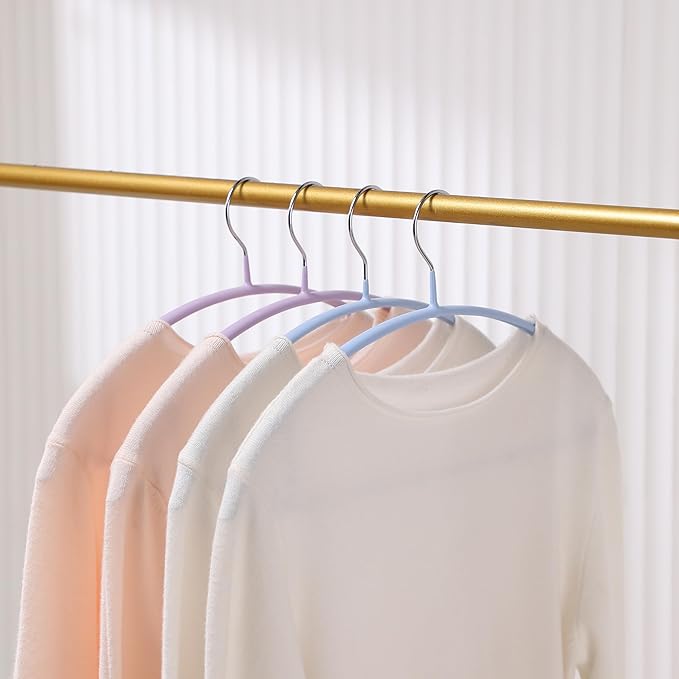MOPALL Clothes Hangers 28 Pack, Non Slip PVC Coating Metal Sweater Hanger No Shoulder Bump, 16.5 inch Wide Heavy Duty Durable Adult Coat Hanging for Closet, Suit, Dress, Jacket, Pant, Shirt