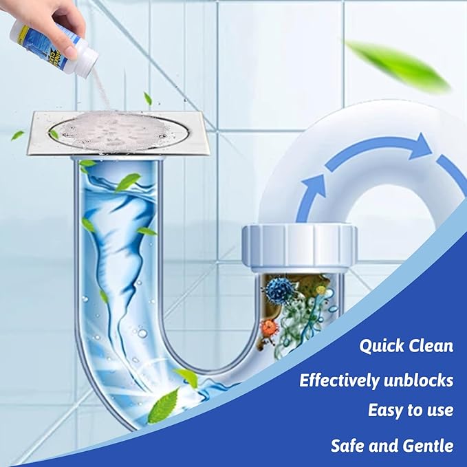 Powerful Sink Drain Cleaner - Fast Foaming Pipeline Dredging Agent for Kitchen Sink,Bathroom & Shower,Toilet Pipes (3pcs, sky blue)