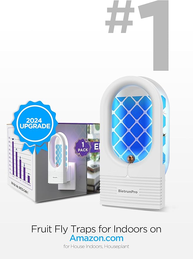 Fruit Fly Traps/Gnat Traps for Indoors, UV＆Blue Light Plug-in Gnats Killer Bug Trap, NAT Killer, Flying Insect Catcher Trap for Fruit Flies, Moths, Mosquitoes, Fungus, Get Rid of Gnat Infestation
