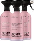 ATTITUDE Shower & Tile Cleaner Spray, EWG Verified, Bathroom Cleaner Removes Soap Scum & Grime, Plant-Based & Vegan, Lemon & Rosewood Scent, 26 Fl Oz (Pack of 3)