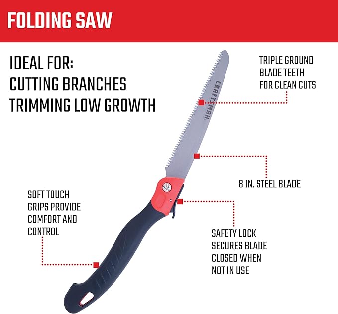CRAFTSMAN CMXMKIT0170 Tree & Shrub Pruning Set with Bypass Pruning Shears, Bypass Lopper and Folding Pruning Saw