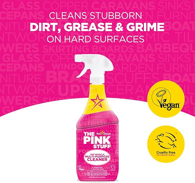 The Pink Stuff Miracle Multi-Purpose Cleaner Spray,30 fl oz – Now 20% More! Powerful All-Purpose Cleaning Solution for Kitchens,Bathrooms,Floors&More – Cuts Through Grease&Grime with Ease,(Pack of 2)