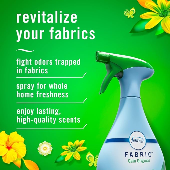 Febreze Fabric Spray Air Freshener, Odor-Fighting Fabric Refresher, Sneaker Balls Alternative, Couch Cleaner, Linen Spray, Multi-Use, Gain Original Scent, 23.6 fl oz