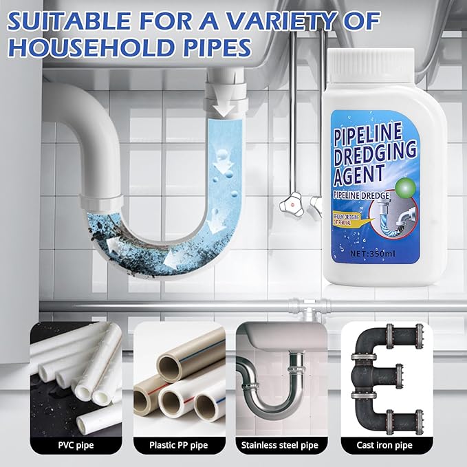 Pipeline Dredging Agent-Drain Clog Remover, 350ml Kitchen Unblocker,Powerful Pipe Unclogger Powerful Sink,Unclog Toilet Clog And Kitchen Sink Pipe Unblocker Powder (Pack of 1)