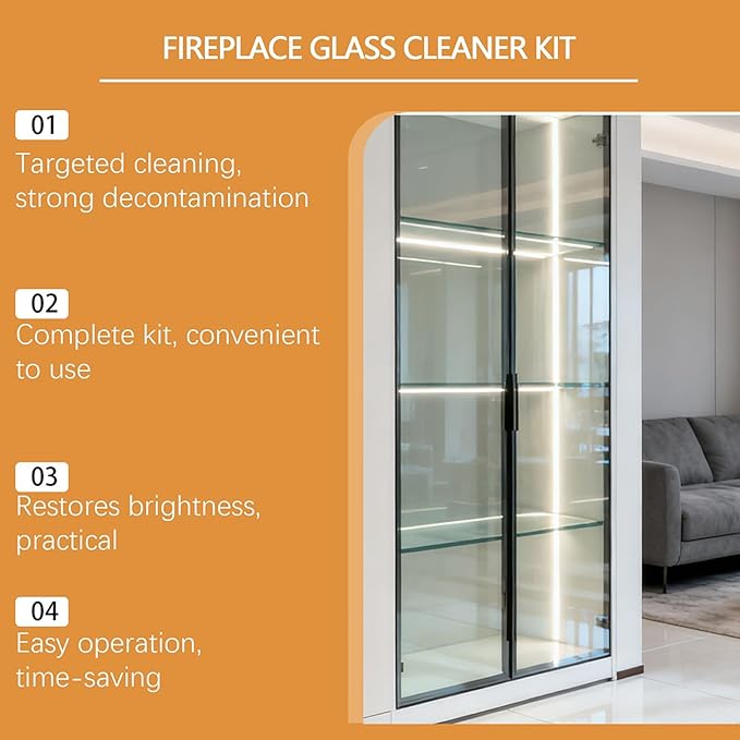 Fireplace Glass Cleaner - Heavy Duty Cleaning Agent, Hearth Cleanes for Glasses Surfaces, Fireplace Cleaner with 150ml Bottle, Cleaning Solution, Glass Cleaners for Steel Grates, Screens, Brick, Tile