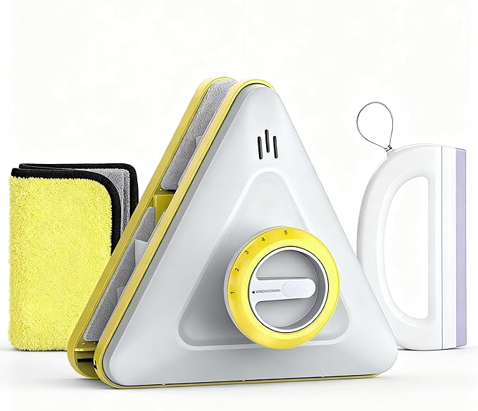 Double-Sided Magnetic Window Cleaner | Adjustable Glass Wiper & Brush Tool with Upgraded Squeegee & Microfiber Towel for High-Rise Double/Single Glazed Windows, Fits 0.2″-1.1″ Thickness
