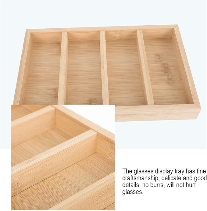 Wooden Glasses Tray Eyeglasses Storage Rack Sunglasses Display Organizer Multi-Compartment Eyewear Case for Home Office with 4pcs Set