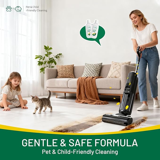 Mop Solution Osmanthus Flower Scent Compatible with Tineco Cleaning Solution, Residue & Streak Free, Suitable for All Robot Vacuum Cleaners and Wireless Wet Dry Dual-Use Vacuum Cleaners (2 bottle)