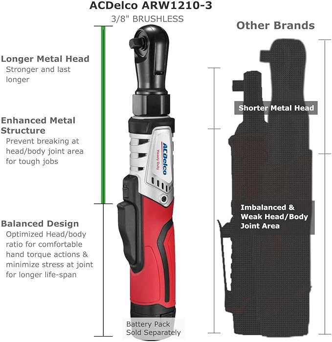 ACDelco G12 Series 2-Tool Combo Kit- 1/4" & 3/8" Brushless Ratchet Wrench, ARW12103-K8