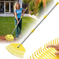 Leaf Rake - 17" Wide Nylon Plastic Head,65" Adjustable Handle,Heavy Duty for Leaves,Grass,Pine Needle,Mulch, Small Debris,Lawn-Friendly Tines,Lightweight for Women,Seniors & Kids