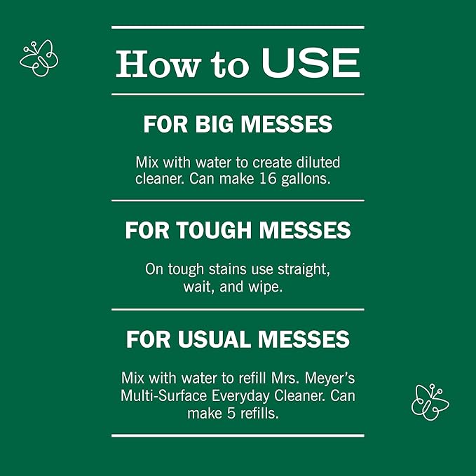 MRS. MEYER'S CLEAN DAY Multi-Surface Everyday Concentrate, Basil Scent, 32 Fl Oz Bottle