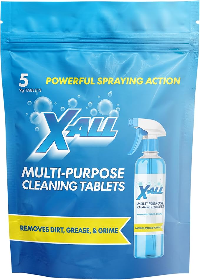 X-ALL Multi-Purpose Cleaning Tablets – Streak-Free Shine and Deep Cleaning Tablet for Home on All Surfaces, 5x Tablets Only