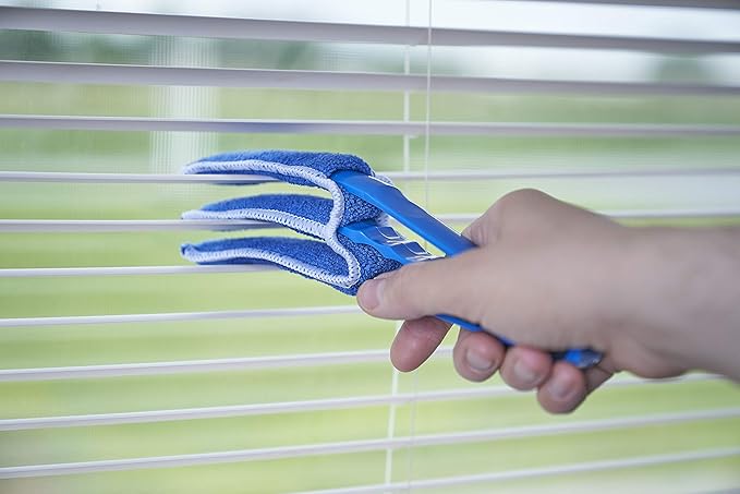 Blind Cleaner Duster Tool, Fan Blade Cleaner, Air Duct Cleaning Tools, Blue Window Blinds Cleaner with Microfiber Sleeve for Fans, Window Blinds, Vents, Shutters…(3 Pack -Superio)